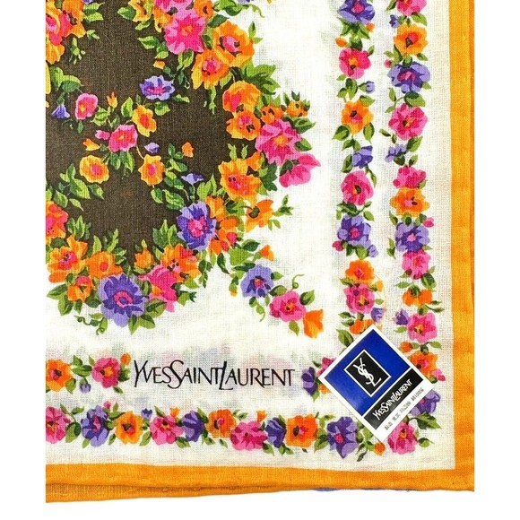 NIB Vintage Yves Saint Laurent YSL Floral Handkerchiefs 3pc Set - Picture 4 of 8